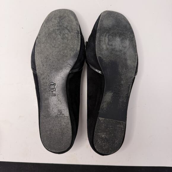 Tory Burch Carissa Embellished Bow Suede Leather Black Ballet Flat Size 7.5 M - Picture 11 of 14
